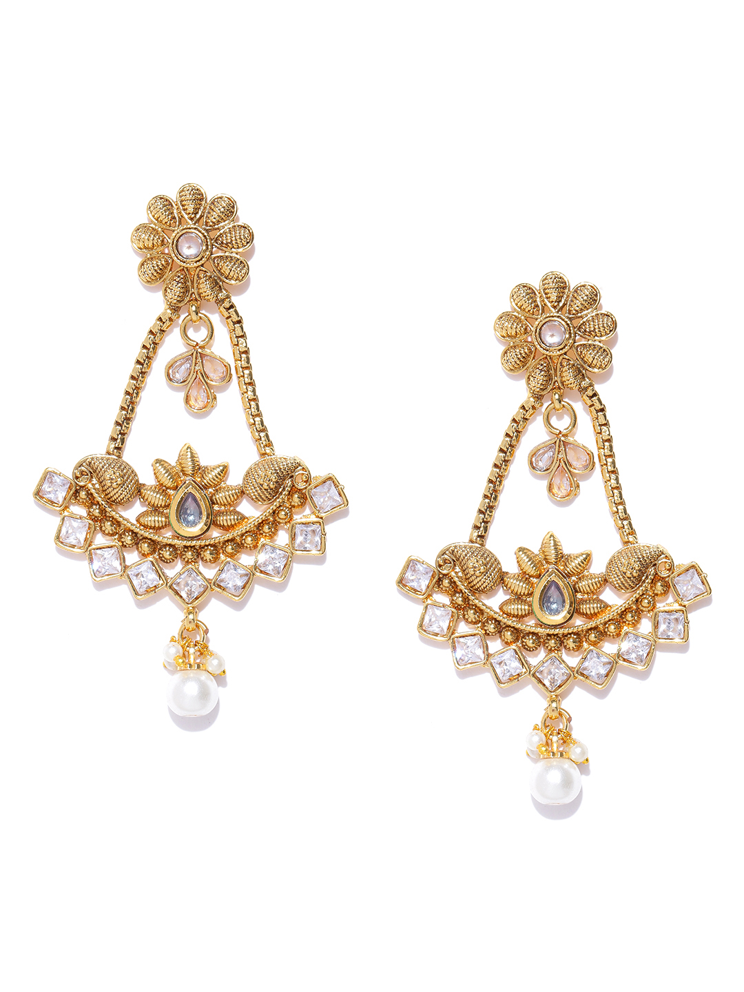 YouBella Gold-Toned Crescent-Shaped Chandbalis